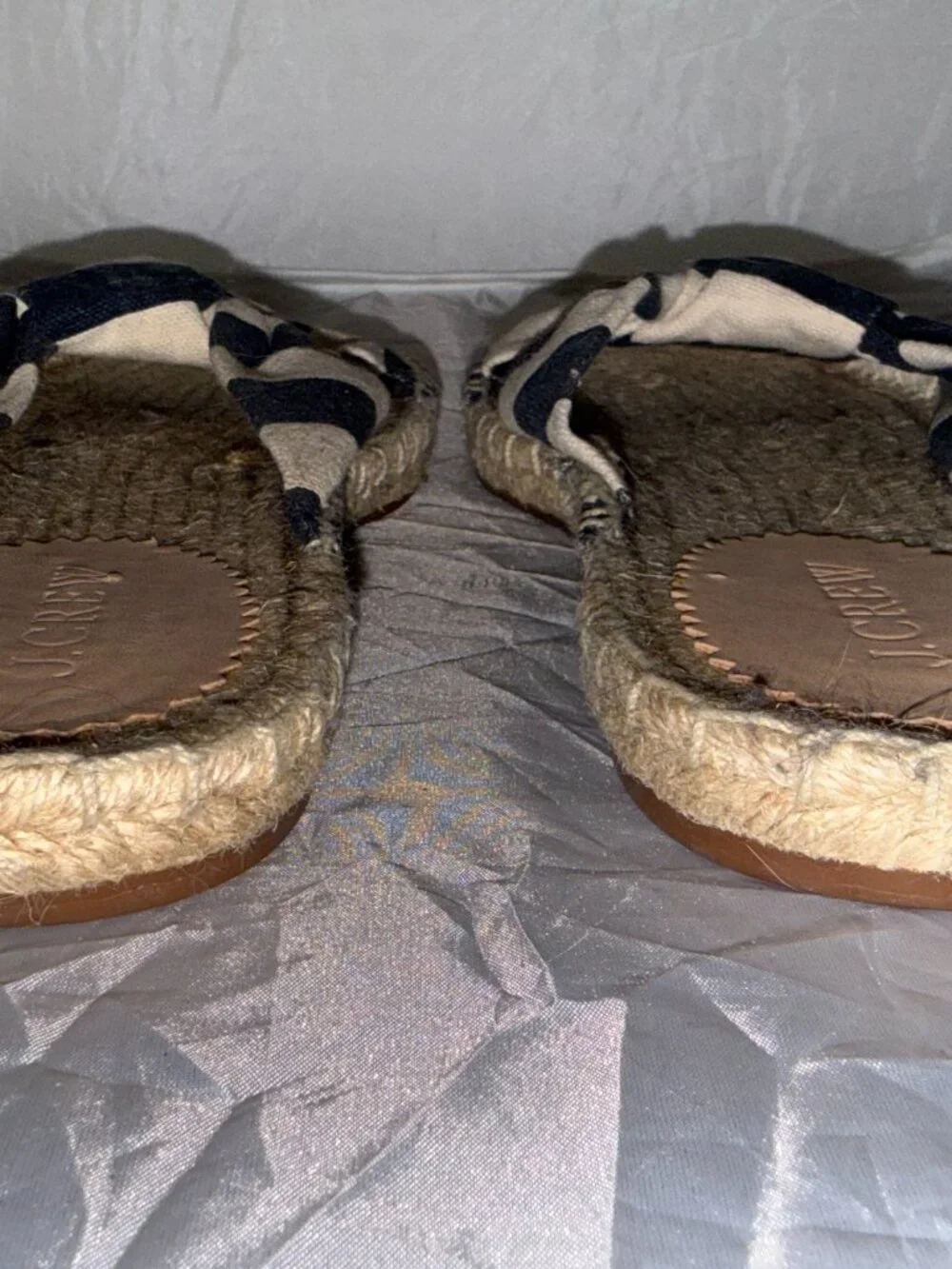 J.Crew Navy & Cream Striped Espadrille Slide Sandals Size 7.5